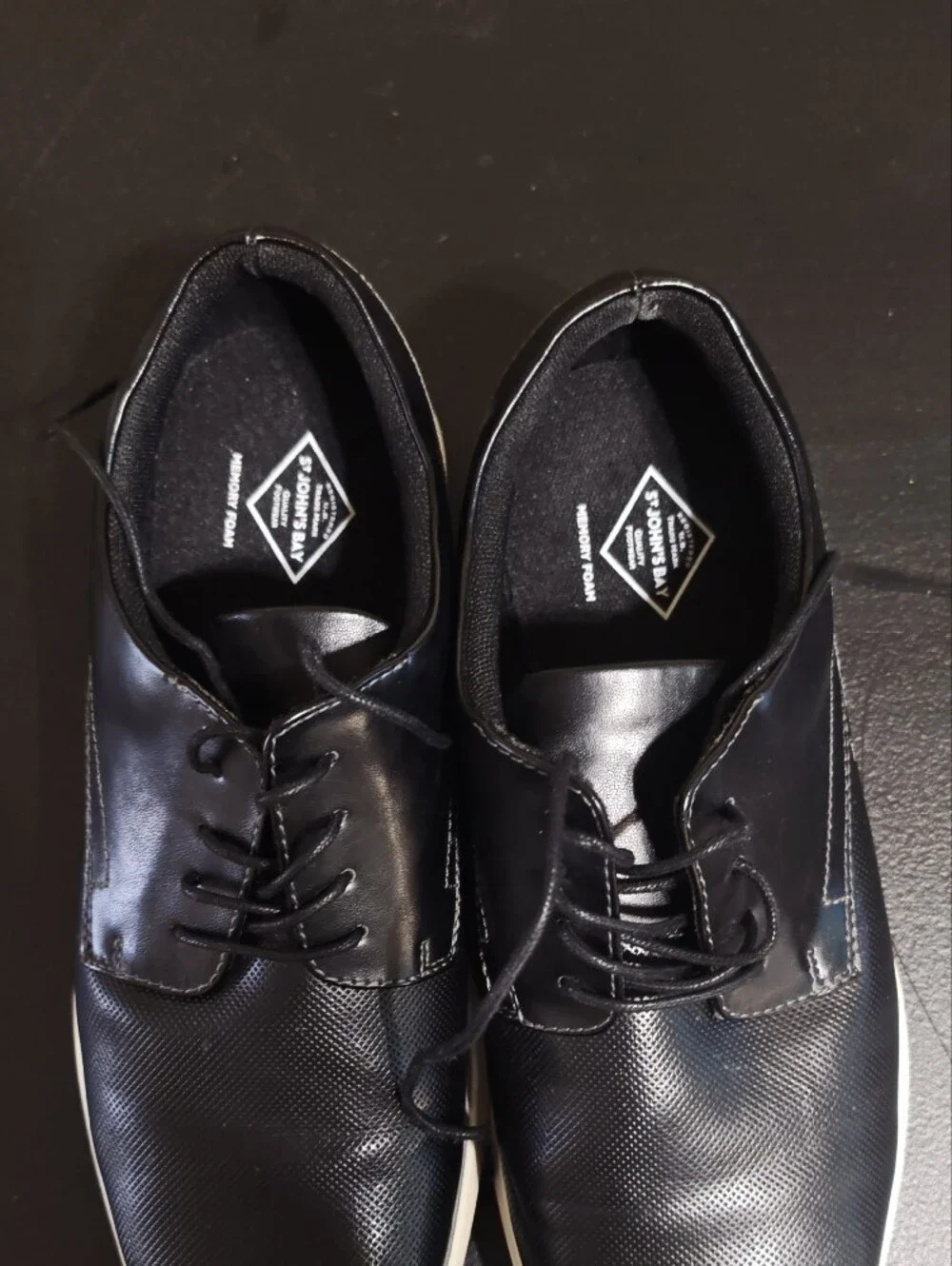 St. John's Bay Black Lace-Up Derby Shoes with White Sole